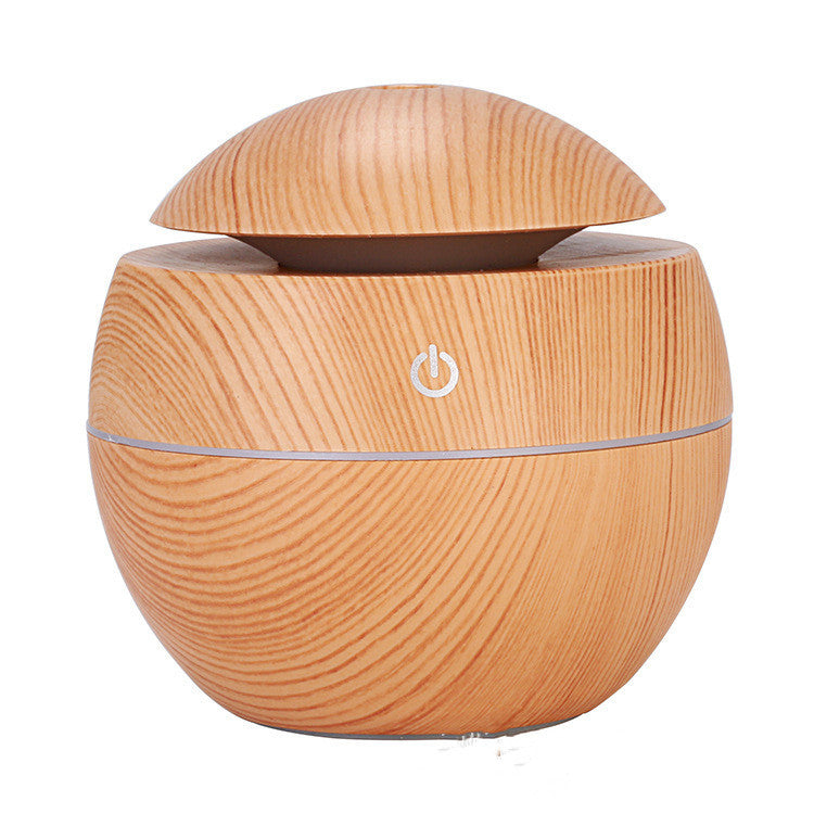 Natural Wooden Grain Essential Oil Diffuser with LED Light