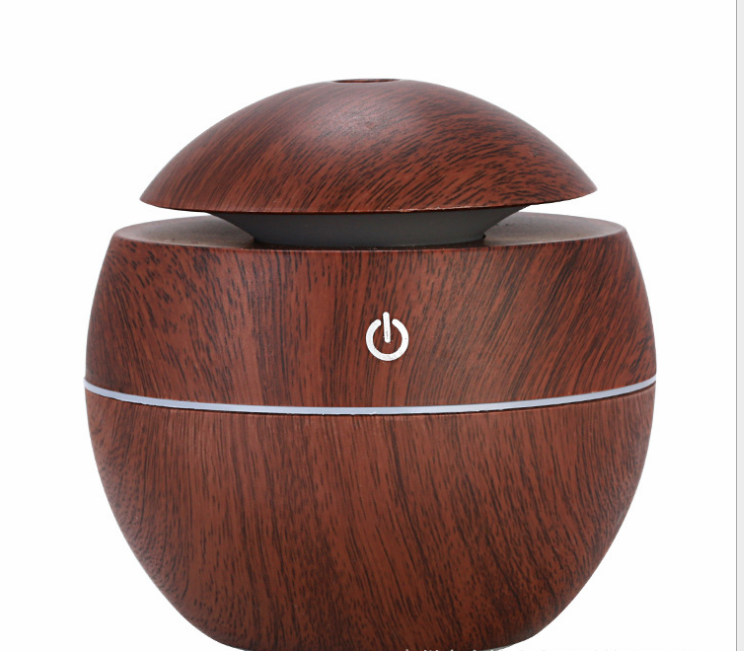 Natural Wooden Grain Essential Oil Diffuser with LED Light